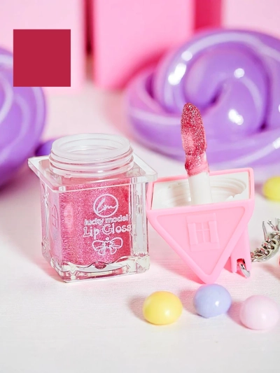 Glitter lip gloss in Rose Pink color