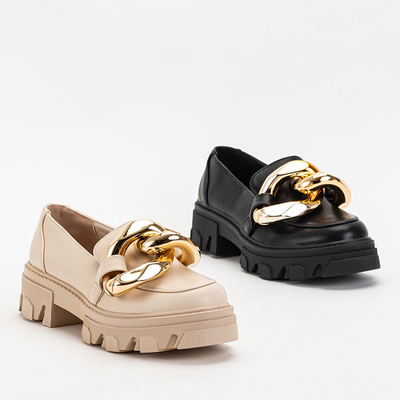 OUTLET Black women's shoes with a gold chain Kesoni - Footwear