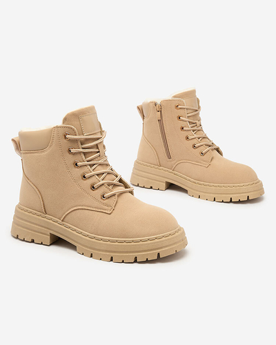 Royalfashion Gaiši brūni sieviešu siltinātie trapper zābaki Radoras