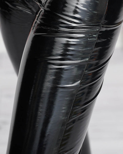 Black women's vinyl leggings - Clothing