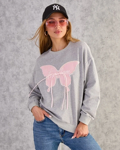 Royalfashion Sieviešu kokvilnas džemperis ar plānu apdruku