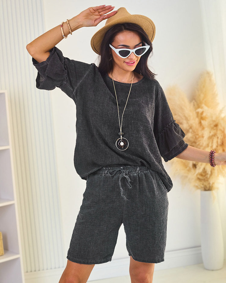 Royalfashion Летний женский комплект из хлопка и льна