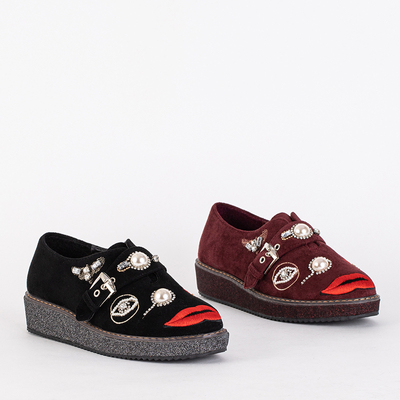 Burgundy low shoes with Lagerrla decorations - Footwear