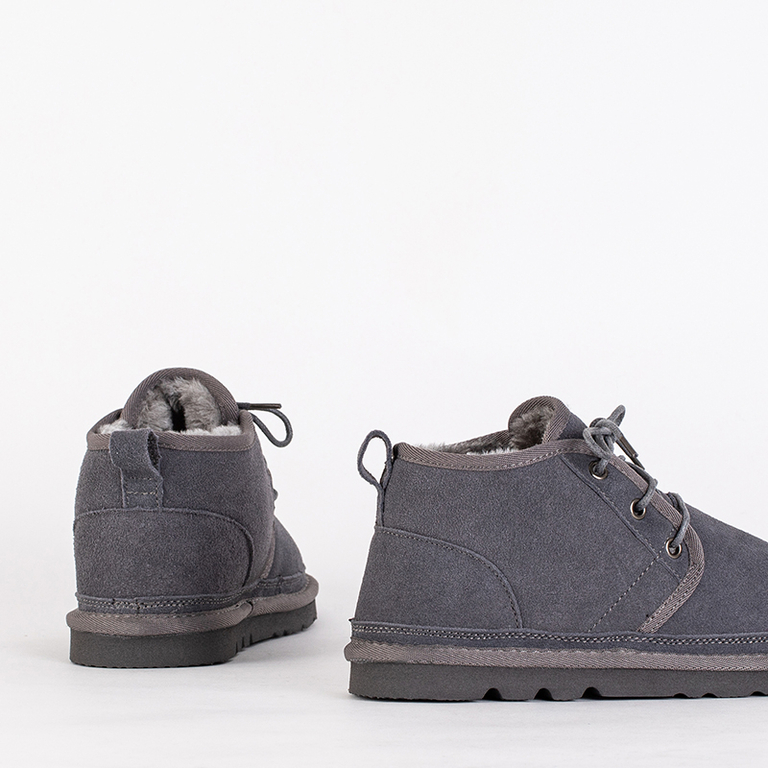 Gray children's short lace-up snow boots Tibilis- Footwear