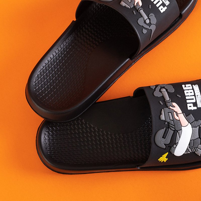 Women's Black Rubber Snape Slippers - Footwear