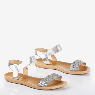 Silver women's flat sandals Brocella - Footwear 1