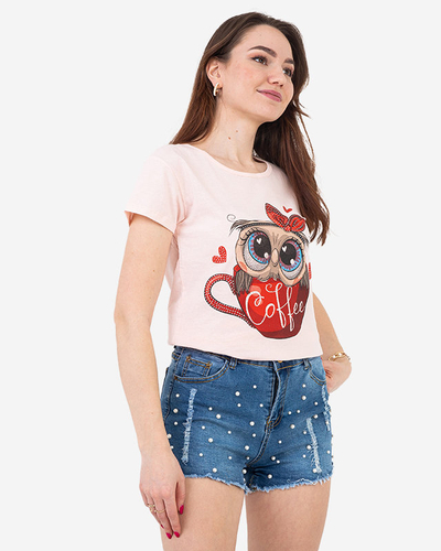 Women's pink owl t-shirt - Clothing