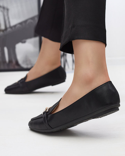 Black women's moccasins with embossing and decoration on the nose Gilisa - Footwear
