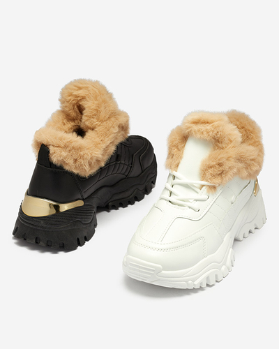 Black sports shoes for women with fur Flixi - Footwear