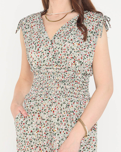 Women's green floral short jumpsuit - Clothing