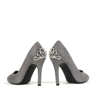 Gray heels with Devya decoration - Footwear