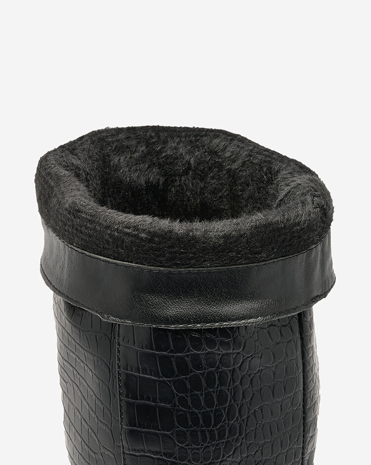 Royalfashion Black women's stiletto heeled boots with embossing Classy Elegant