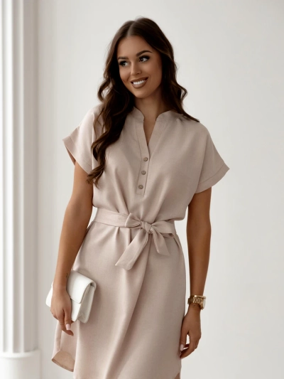 Royalfashion Women’s mini dress with short sleeves and a buttoned neckline