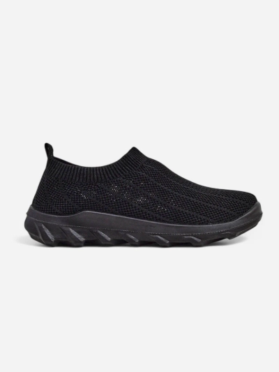 Andromeda Nero Women's Sneakers - black, lightweight textile shoes on a flat sole