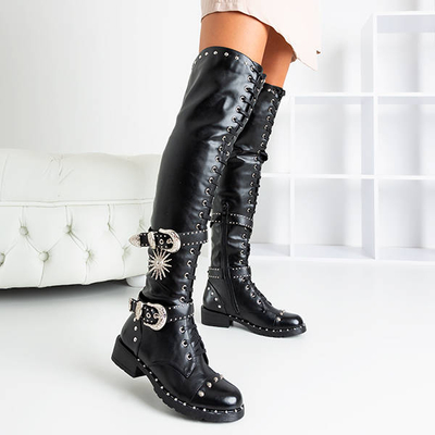 Black lace-up boots made of eco leather Stefania - Footwear