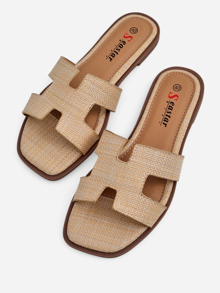 Letizia women's beige sandals comfortable flat ecological leather summer