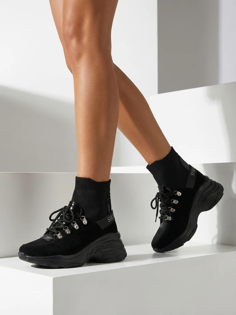 Royalfashion Women's black insulated Aleppo sneakers