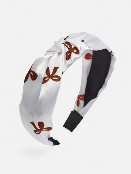 Royalfashion Opaska do włosów satynowa z pleceniem z printem