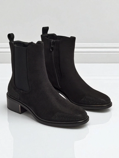 Ботильоны женские из эко-замши, украшенные цирконами TangleMist