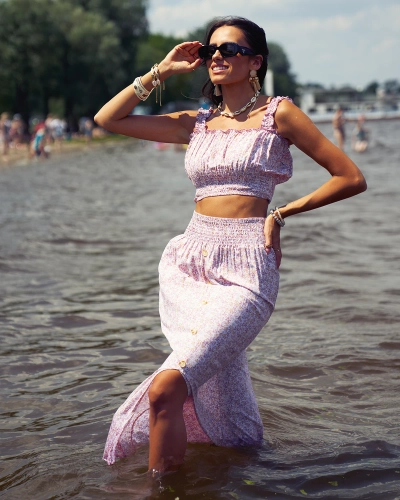 Royalfashion Женский цветочный розовый комплект