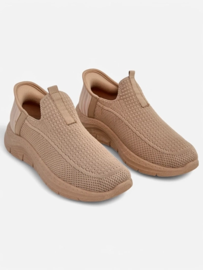 Women's Selene Beige slip-ons - comfortable flat-heeled sneakers