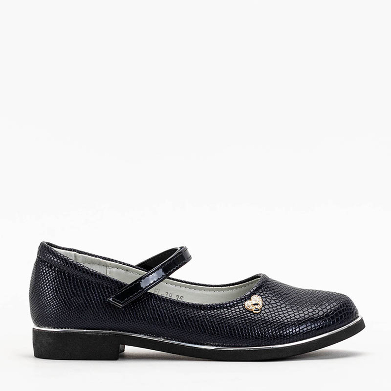 Navy blue girls' ballerinas with Doubi strap -