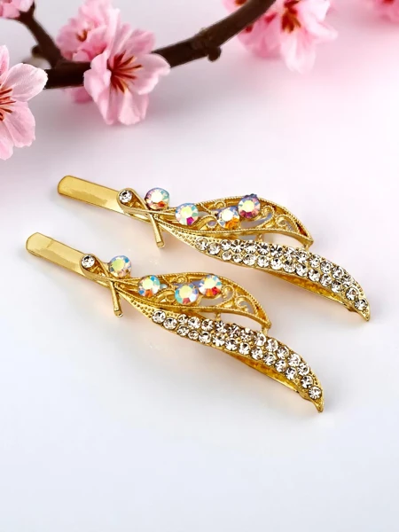 Royalfashion Matu sprādzes ar rhinestone lapām Leaf Shine
