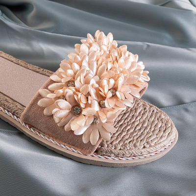 Pink women's slippers with flowers Seiov - Footwear