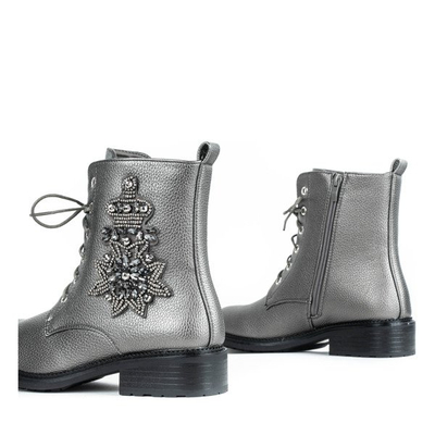 Szare workery z ozdobą Felicitas - Obuwie