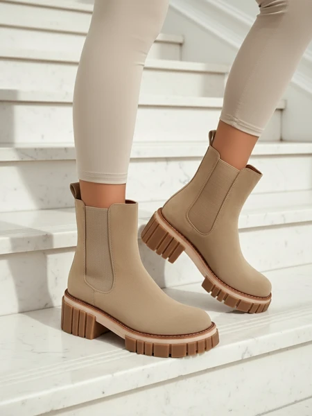 Amber Walk ankle boots with block heels made of eco-nubuck