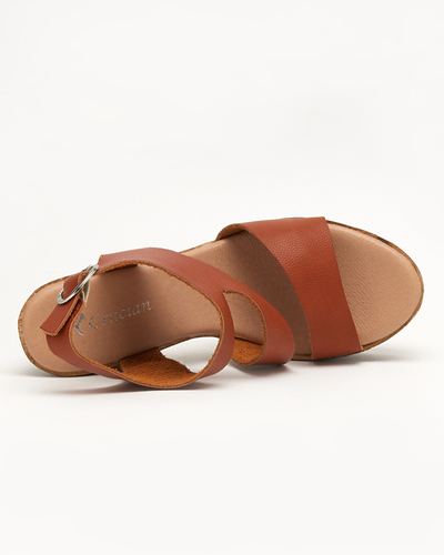 Camel women's sandals on a high post Werisso - Footwear