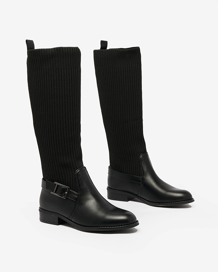 Royalfashion Черные женские высокие сапоги Calicea