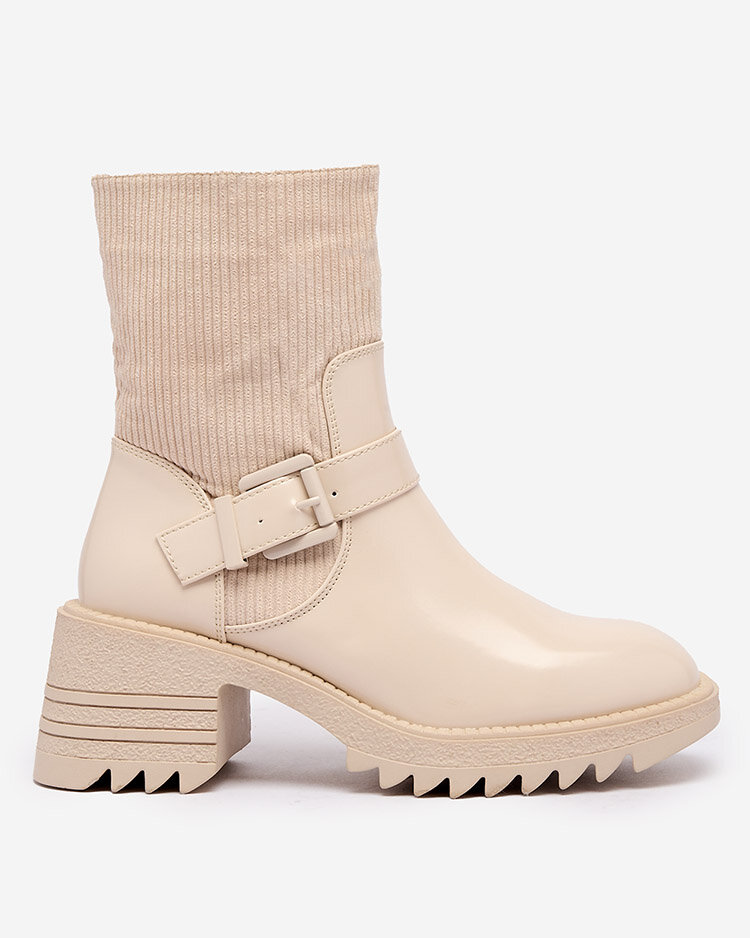 Royalfashion Cream Sieviešu zābaki Tedica Flat Heel