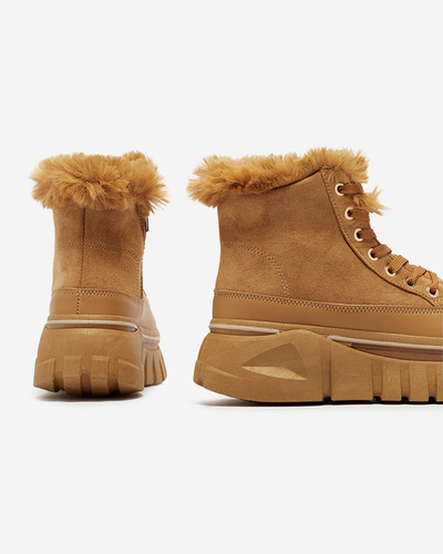 Women's platform lace-up snow boots in camel Neatesa - Footwear