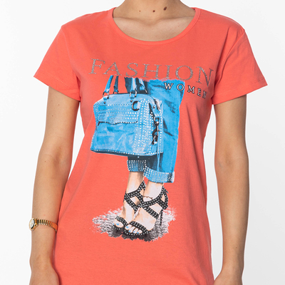 Coral Women's Printed T-shirt - Clothing