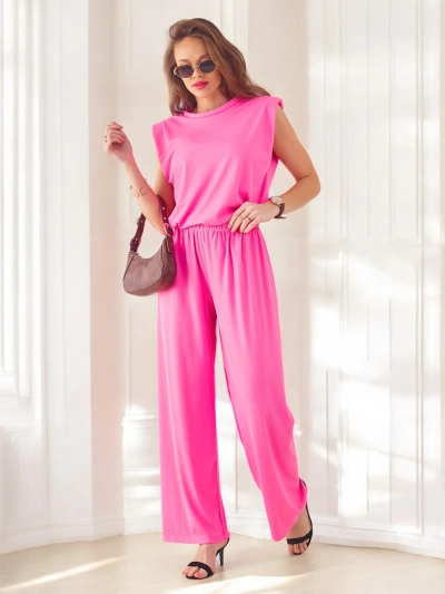 Royalfashion Women's ribbed viscose set, sleeveless with flared pants