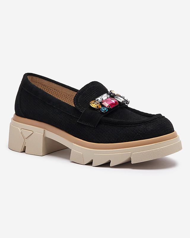 Черные ажурные женские мокасины с декором Bokkso - Обувь