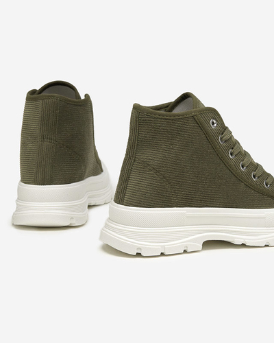 Green women's high ribbed sneakers Somali - Footwear