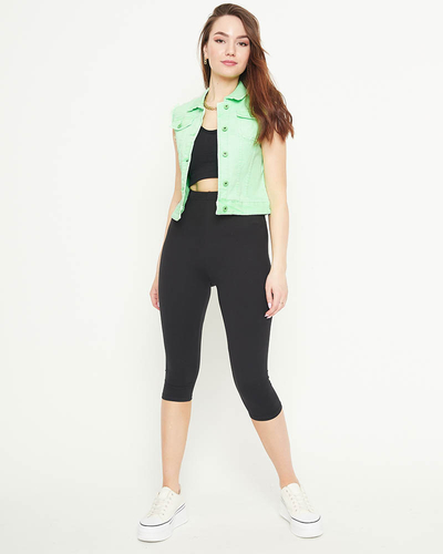 Green denim vest for women - Clothing