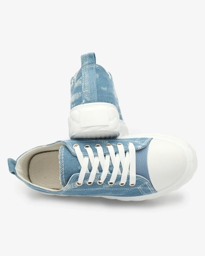 Royalfashion Blue women's denim sneakers with rubbed Nerolera