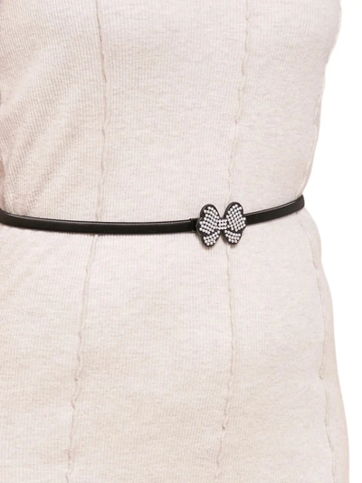 Czarny pasek damski Melina z metalow"; kokard"; w stylu latino glam