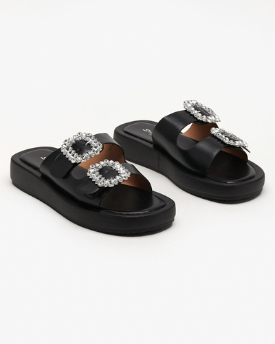 Ladies 'black slippers with crystals Azazel - Footwear