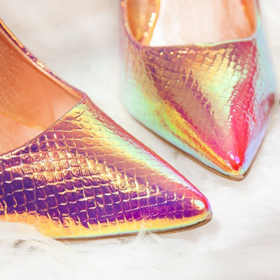 Holographic pink stilettos a'la snake skin Las Vegas - Footwear 1