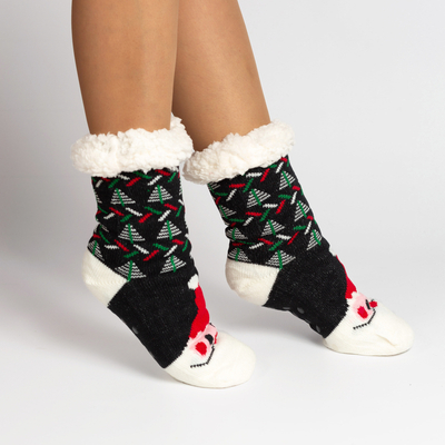 Ladies' black thick Christmas socks - Underwear