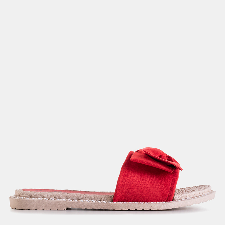 Red women's flip-flops with bow Foas - Footwear