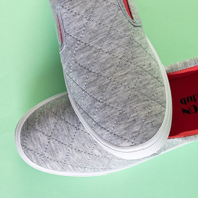 Gray women's quilted slip on with fuchsia inserts Weridia - Footwear