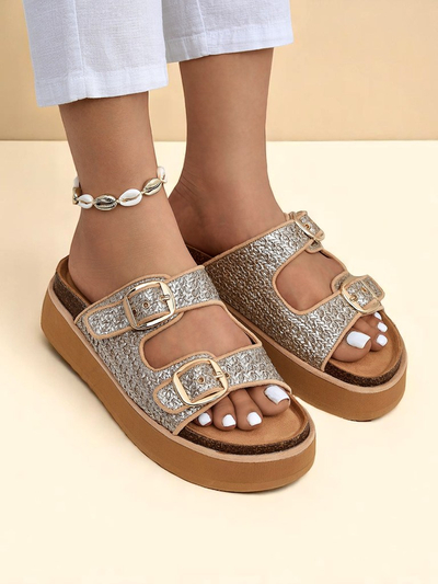 Royalfashion Women's Nora Woven Platform Flip-Flops