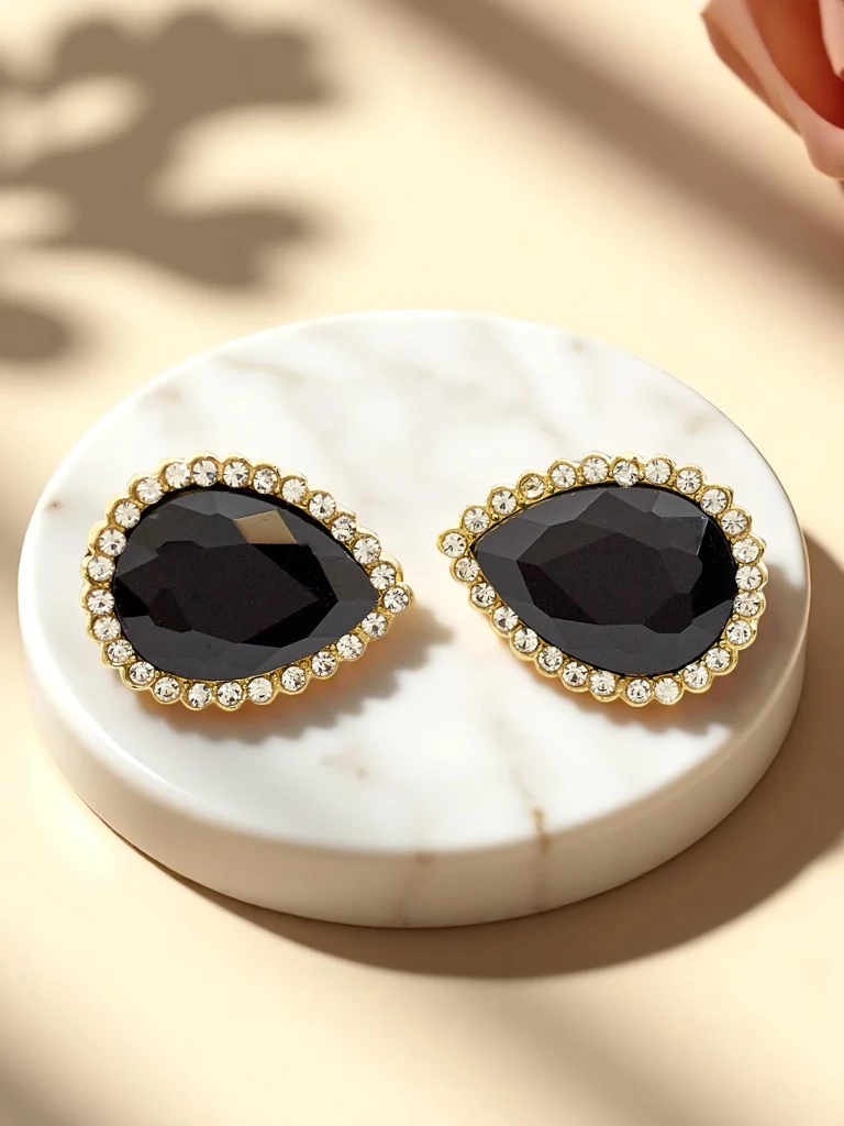 Royalfashion Women's clip-on earrings with crystal and zircons