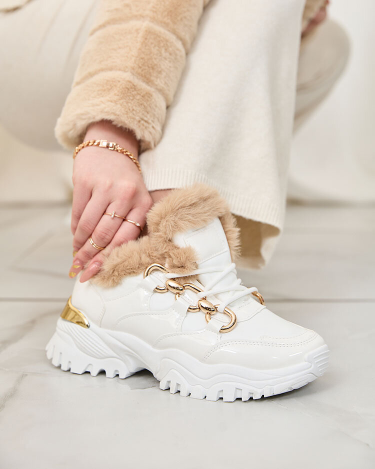 Royalfashion Белые утепленные женские кроссовки Carucca