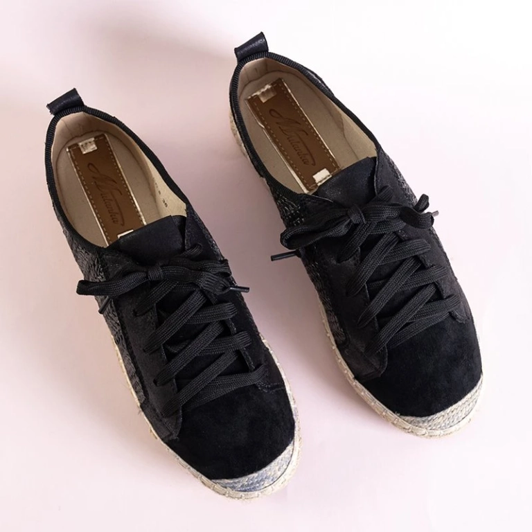 OUTLET Black women's tennis shoes a'la espadrilles Fesmav - Footwear